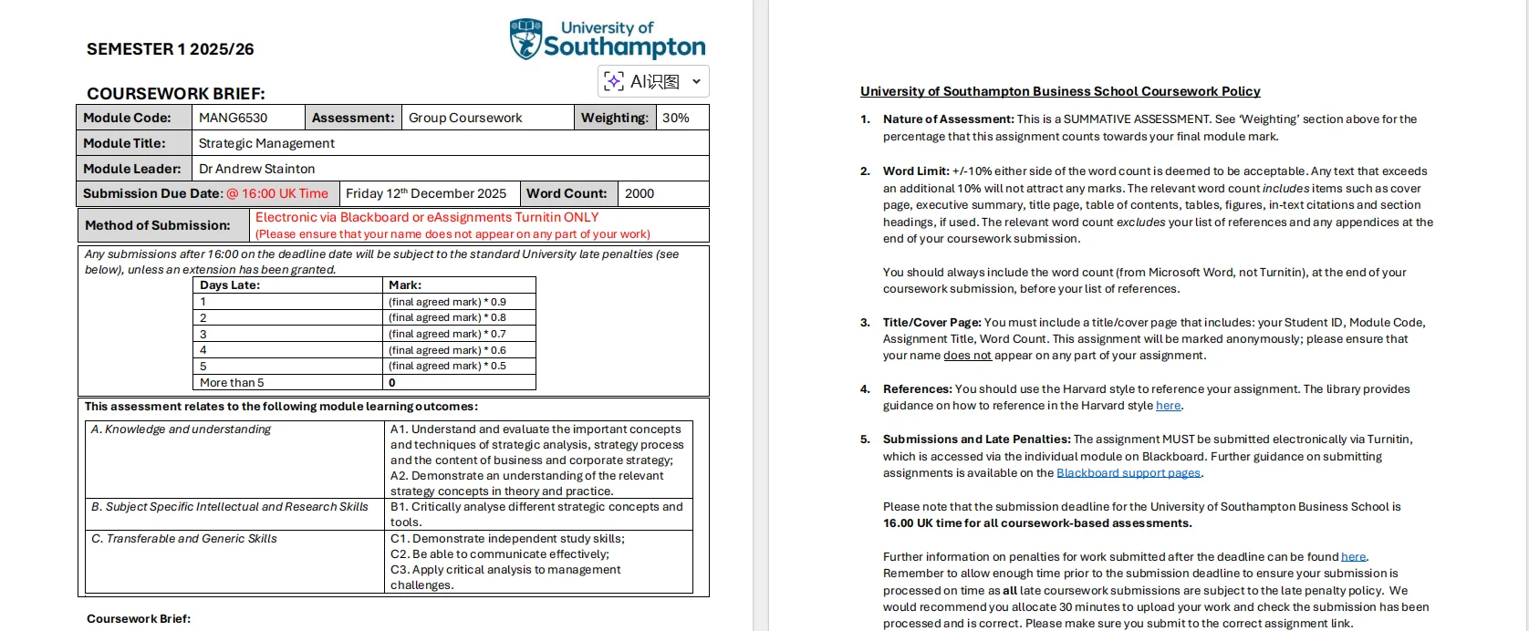 南安普顿大学IM专业小组如何写作？