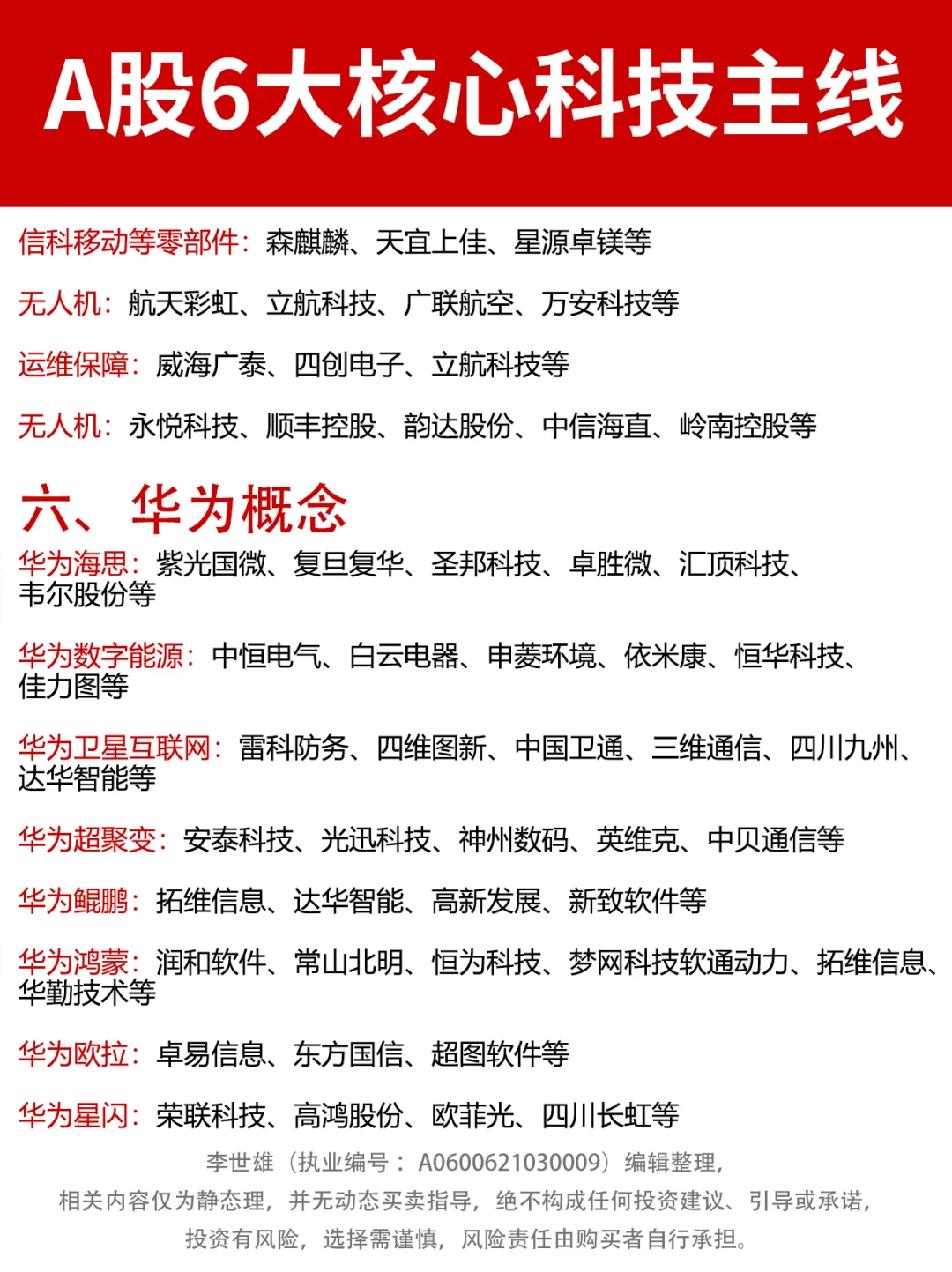 一次说清！A股6大核心科技主线！
