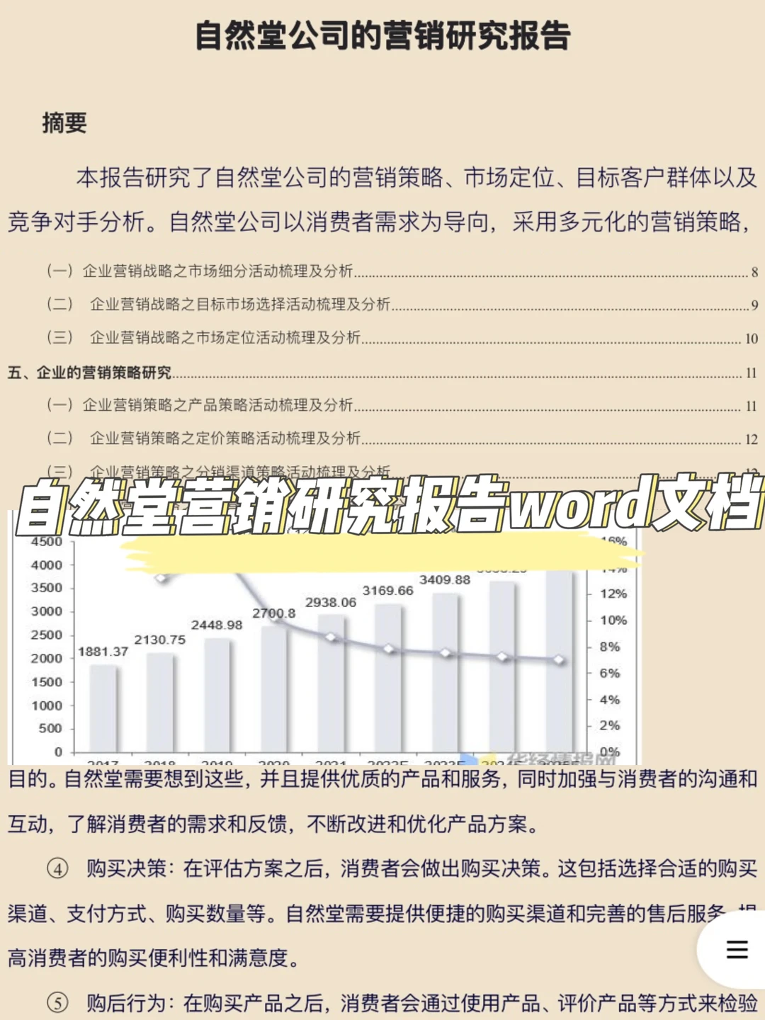 自然堂营销研究报告word文档
