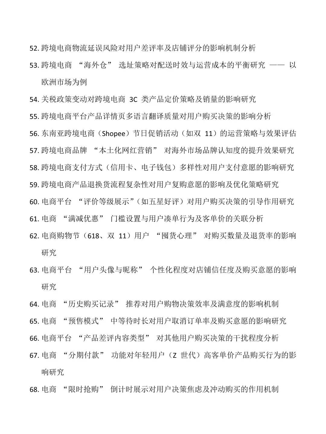 导师给的电子商务专业最新论文选题参考?