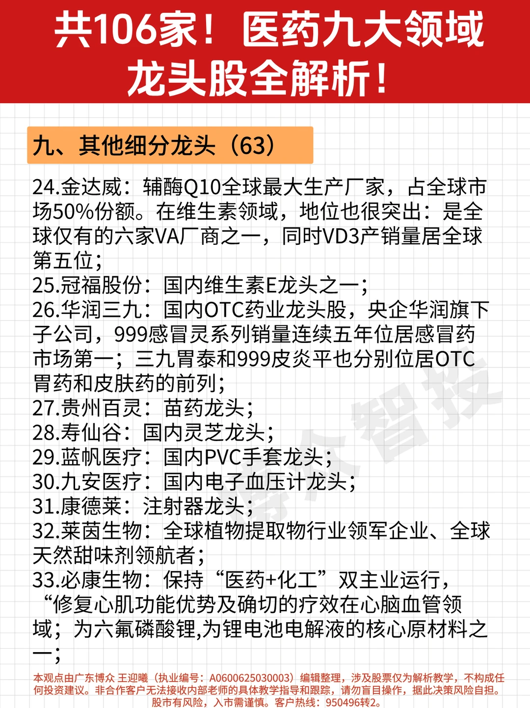 医药股九大领域龙头超全汇总！【收藏版】
