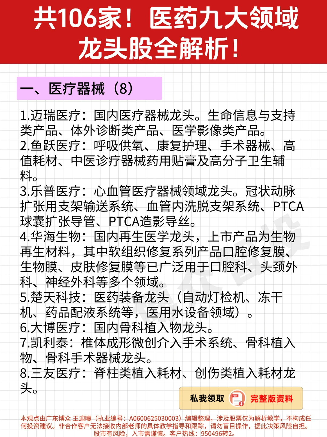 医药股九大领域龙头超全汇总！【收藏版】