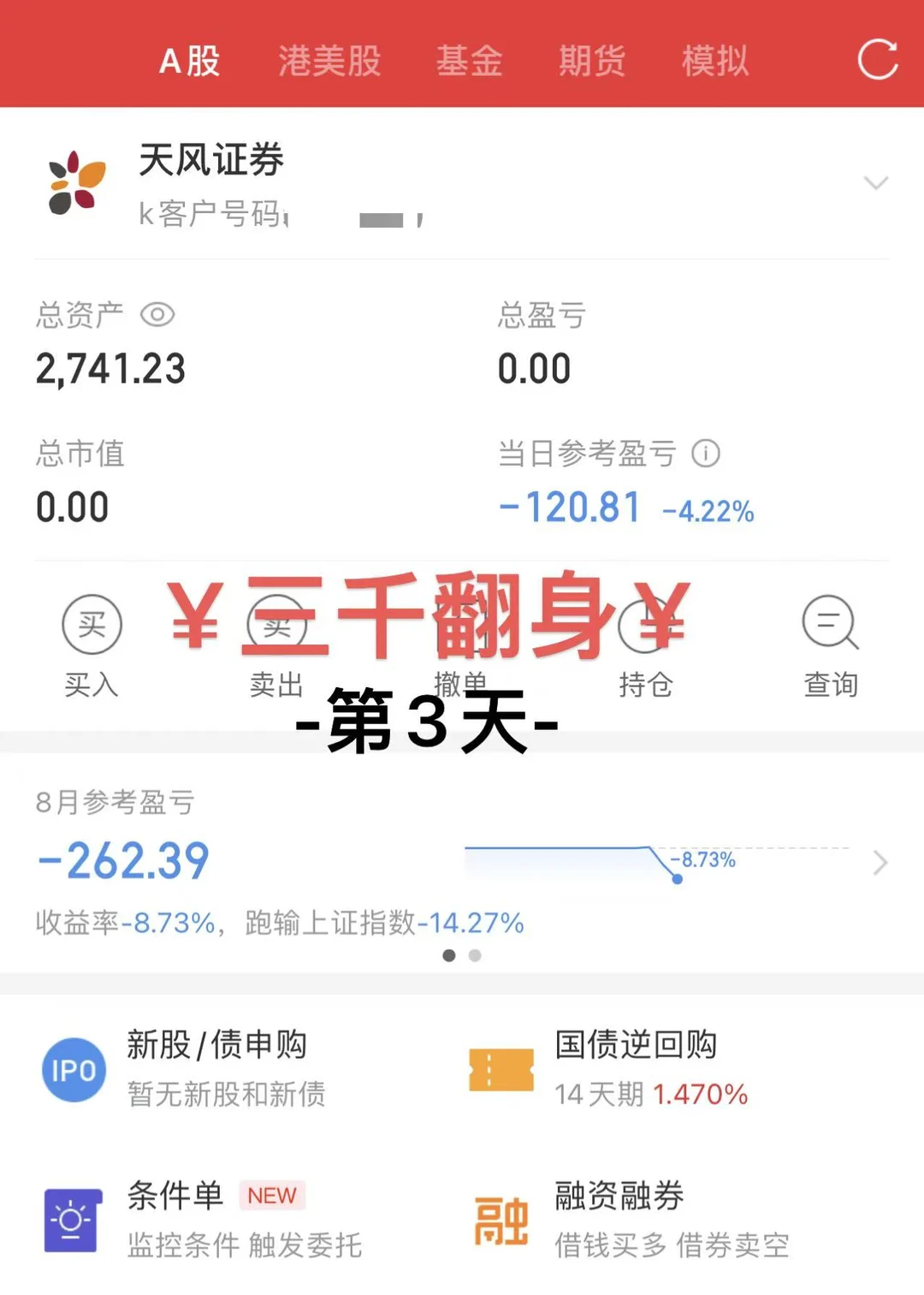 三千翻身，（第3天）