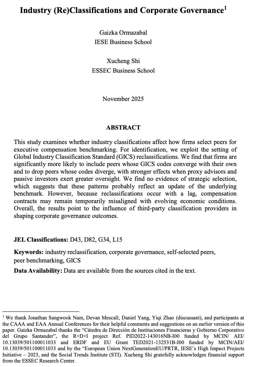 [Seminar] 行业重划，竟能影响高管薪酬？