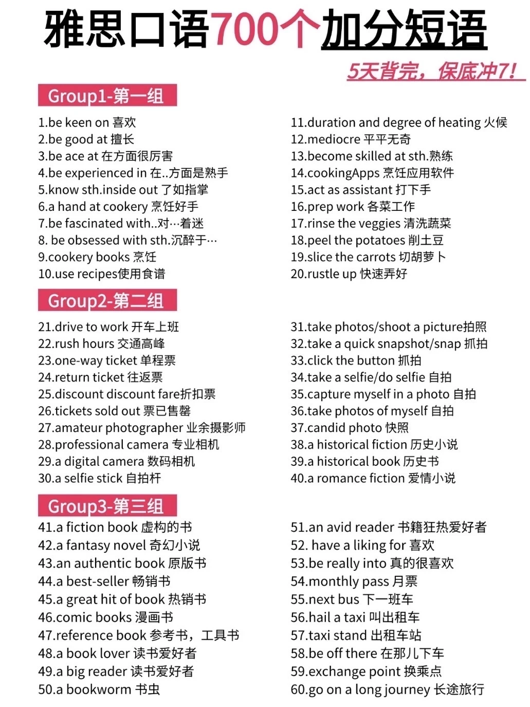 雅思700条加分短语！背完考试就像抄答案！