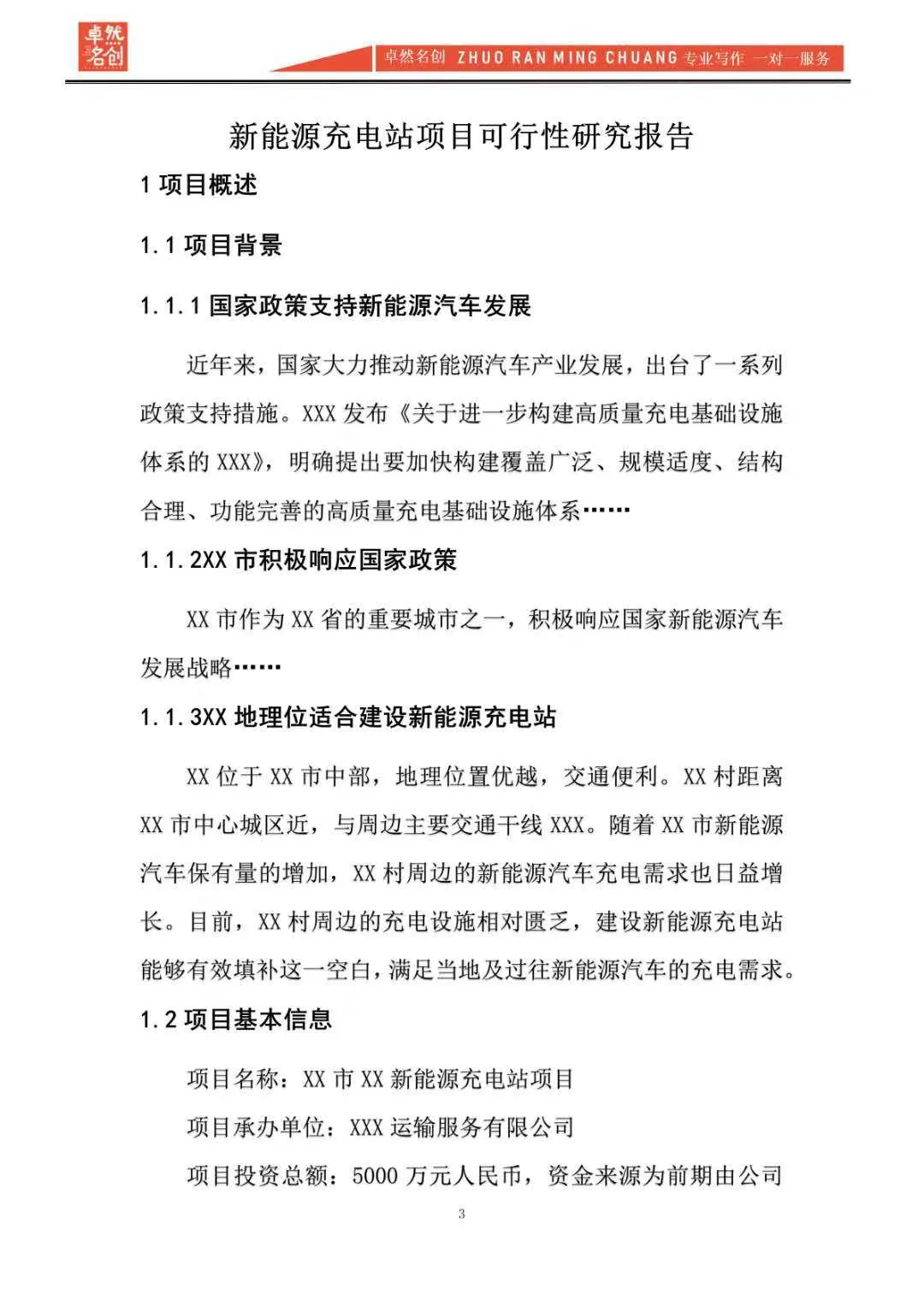 送审版投资新建新能源充电站项目可研报告