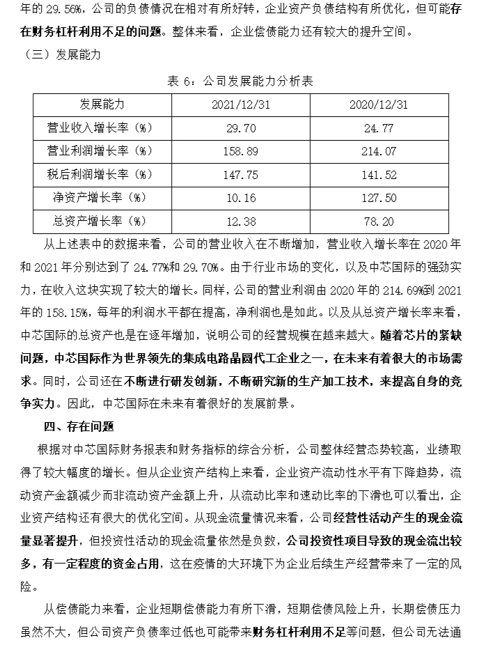 中芯国际财务分析