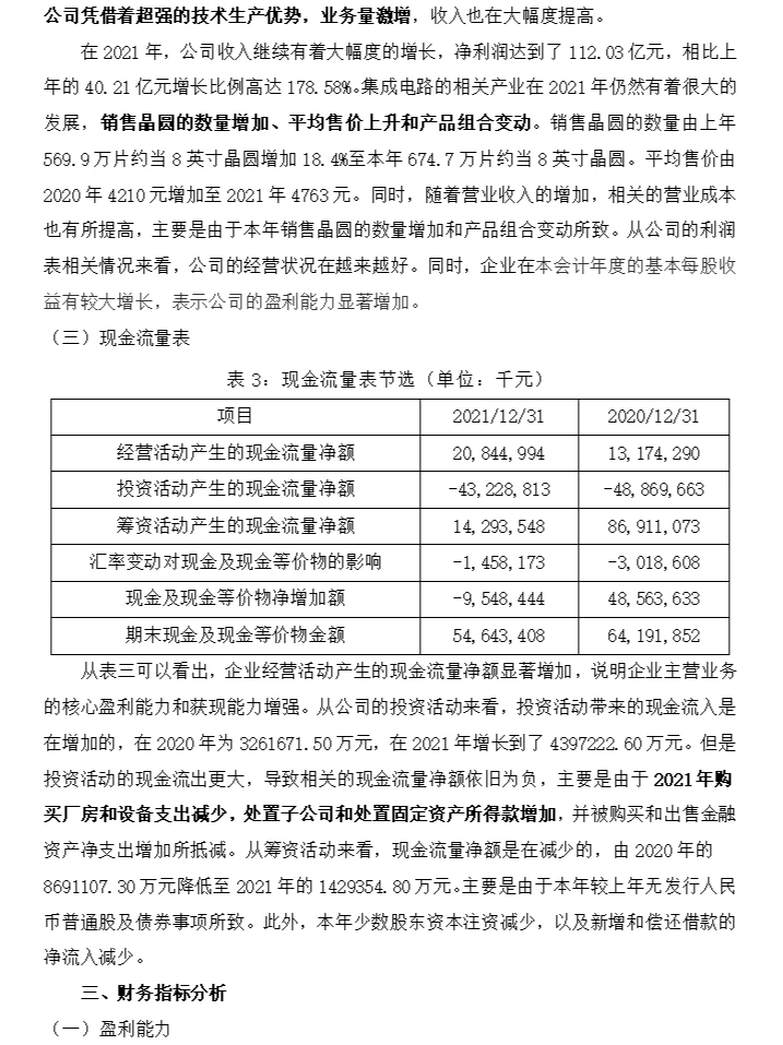 中芯国际财务分析