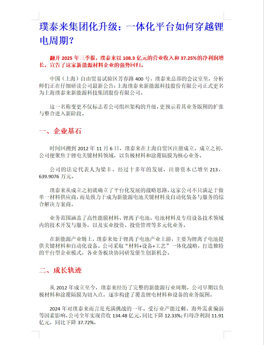 每天了解一家新能源公司丨No.46 璞泰来