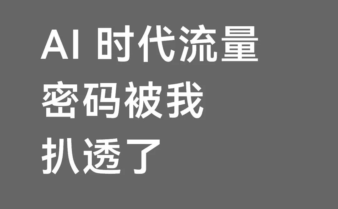 AI 时代流量密码被我扒透了