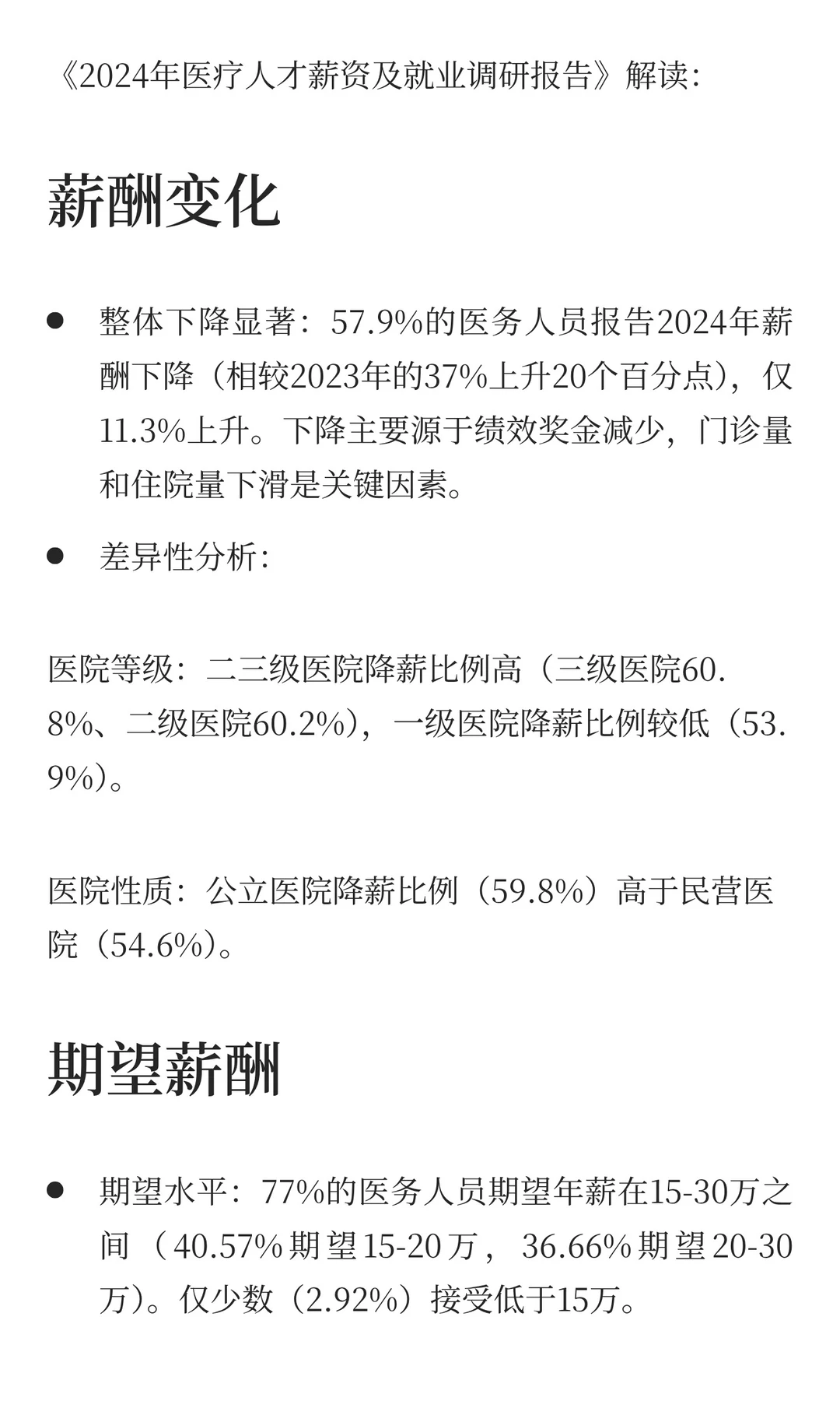 意想不到：2024年57.9%医生降薪
