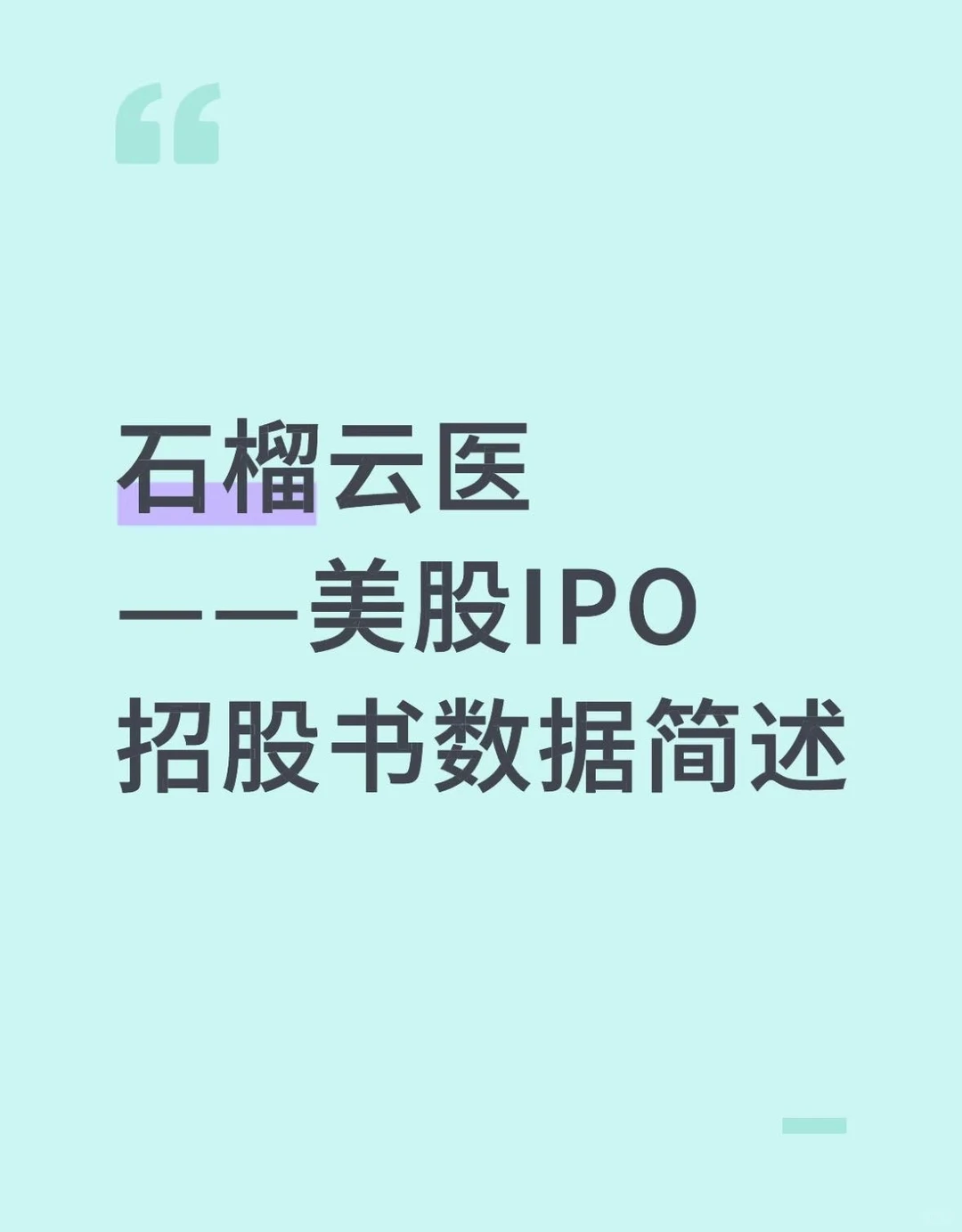 石榴云医——美股IPO招股书数据简述