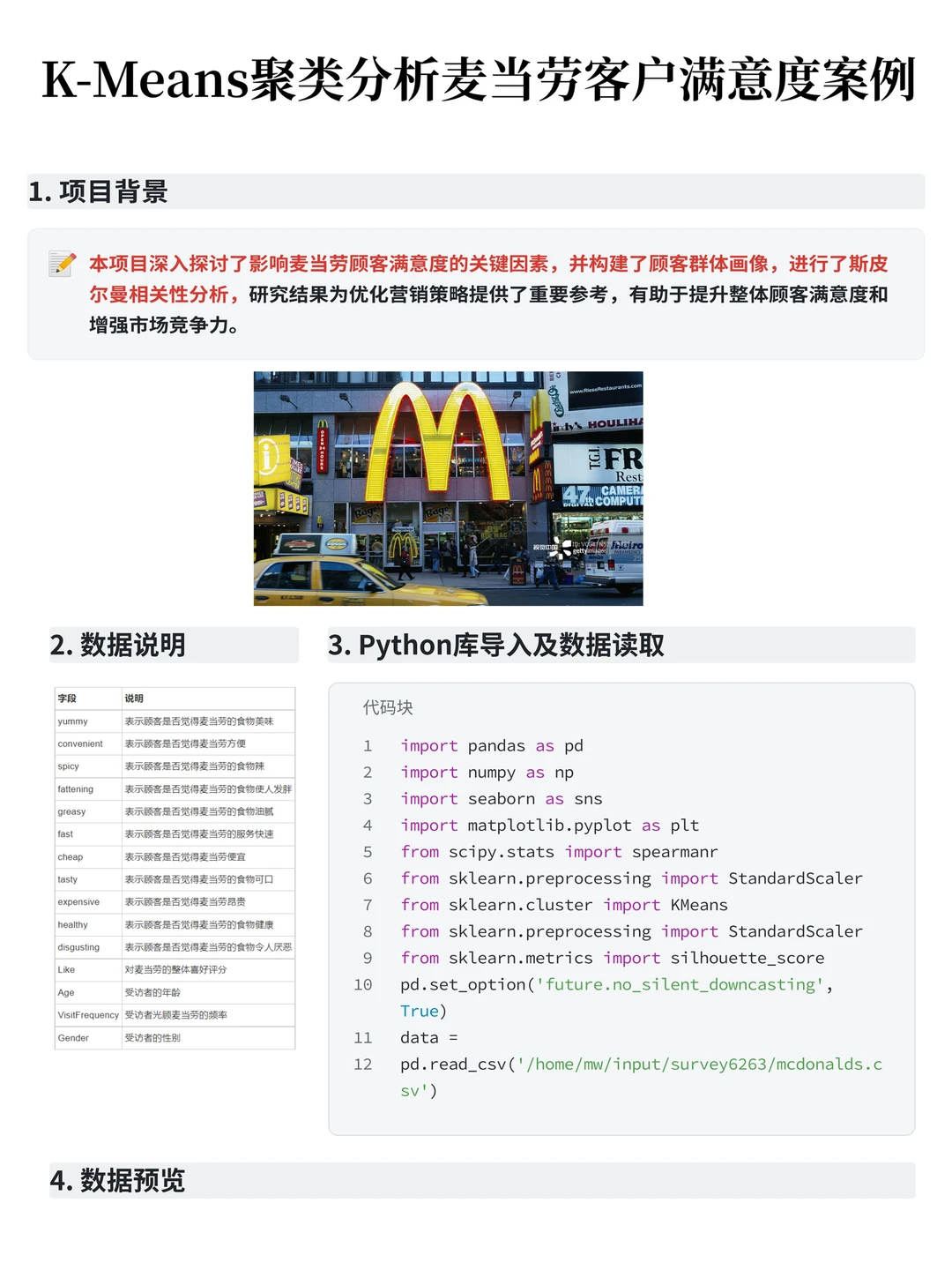 项目拆解：K-Means聚类分析麦当劳用户分析