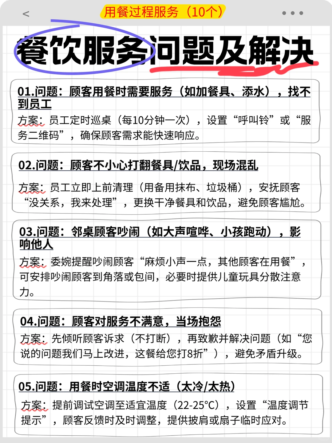 接餐饮服务中常见的问题及对应解决方案！2