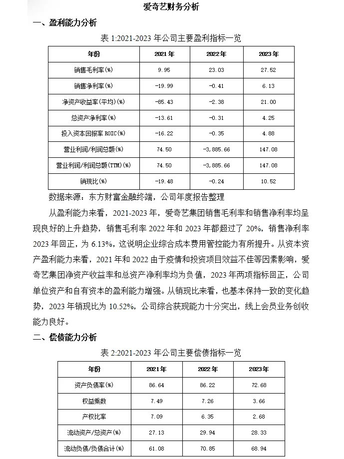 爱奇艺财务分析报告