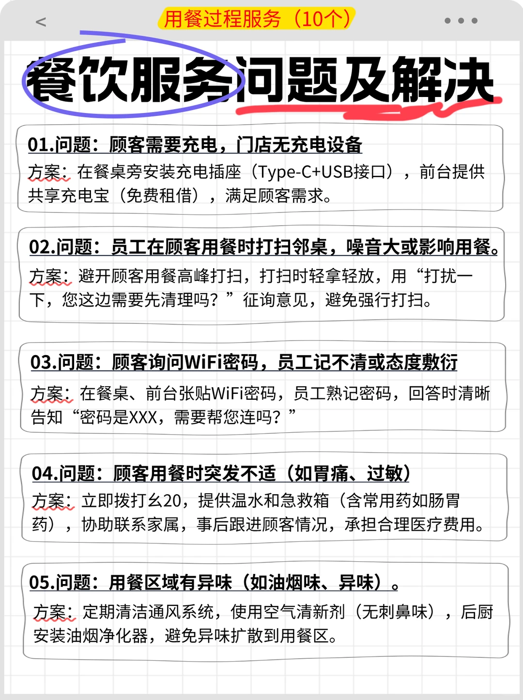 接餐饮服务中常见的问题及对应解决方案！2