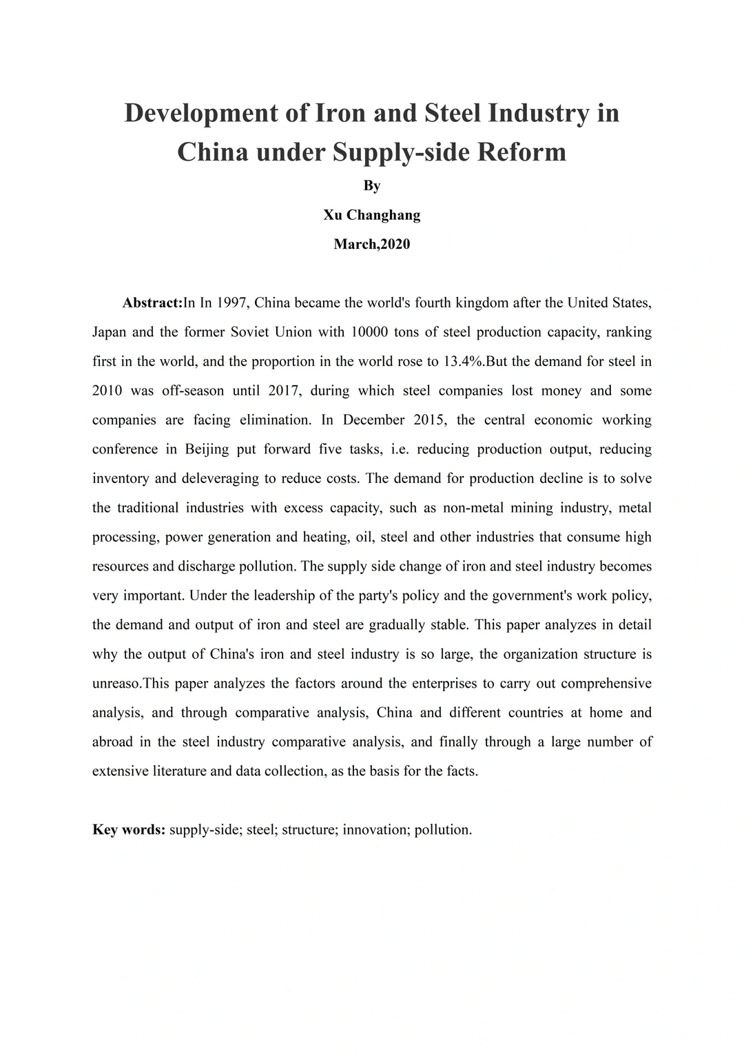 偷偷让导师给的经济学论文初稿模板✅