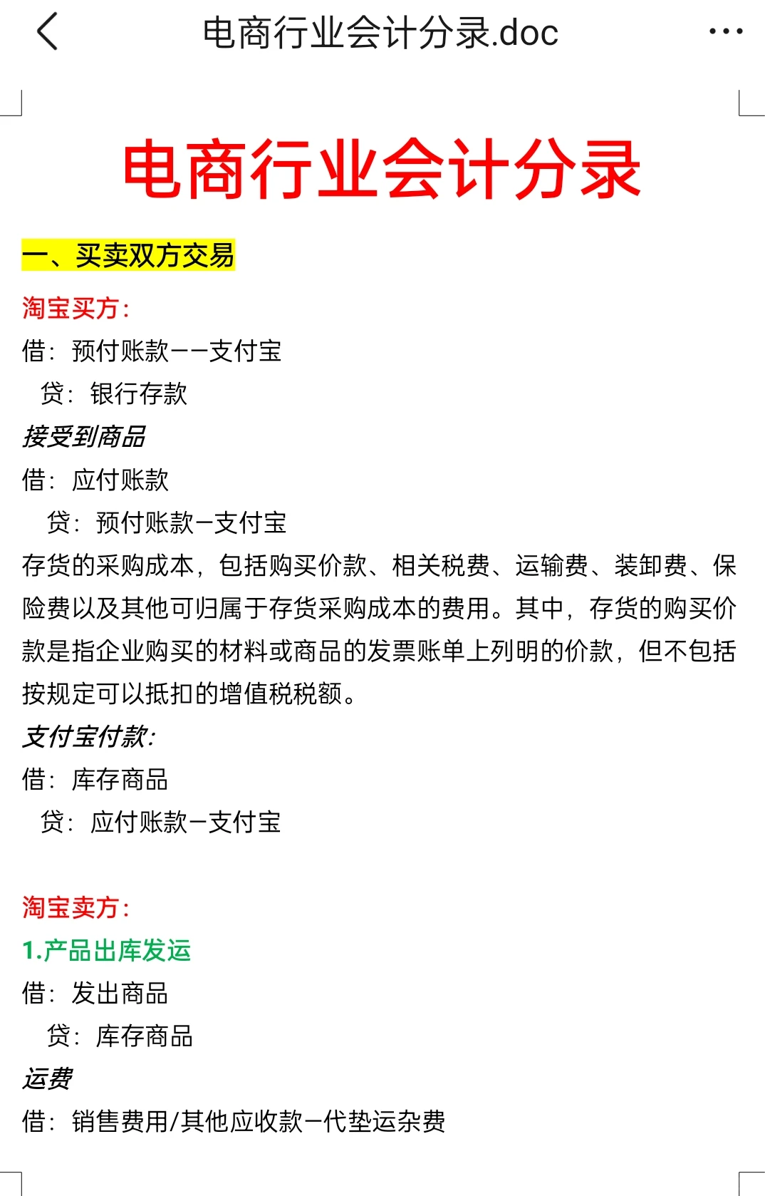 历时两天，终于理清电商行业的账务处理了！