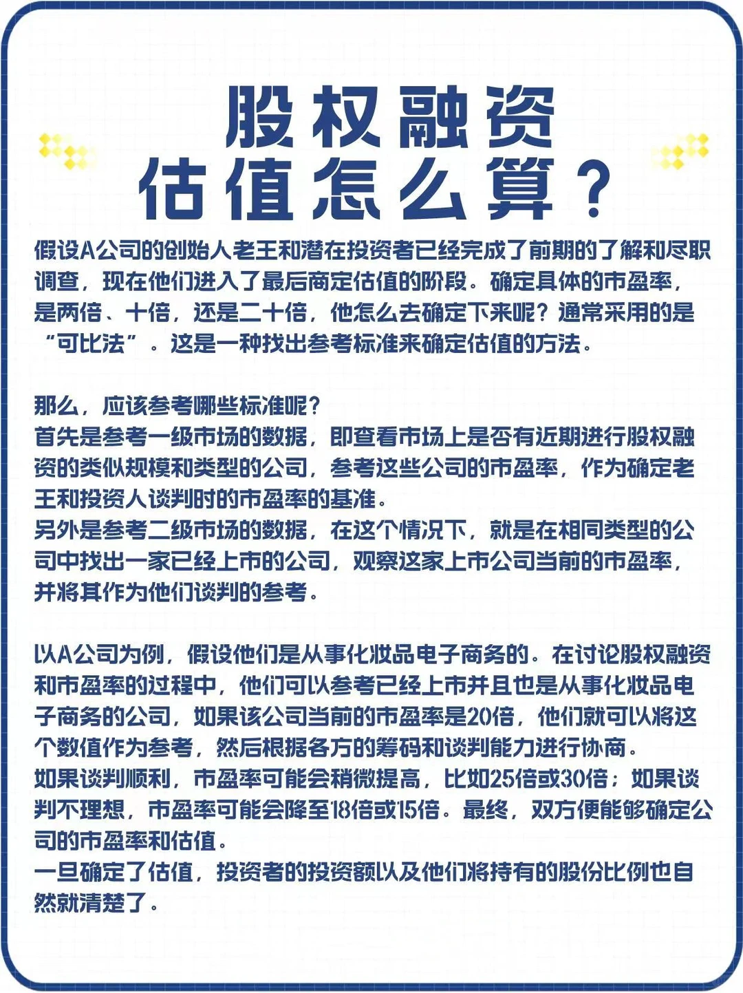 企业股权融资估值解析图