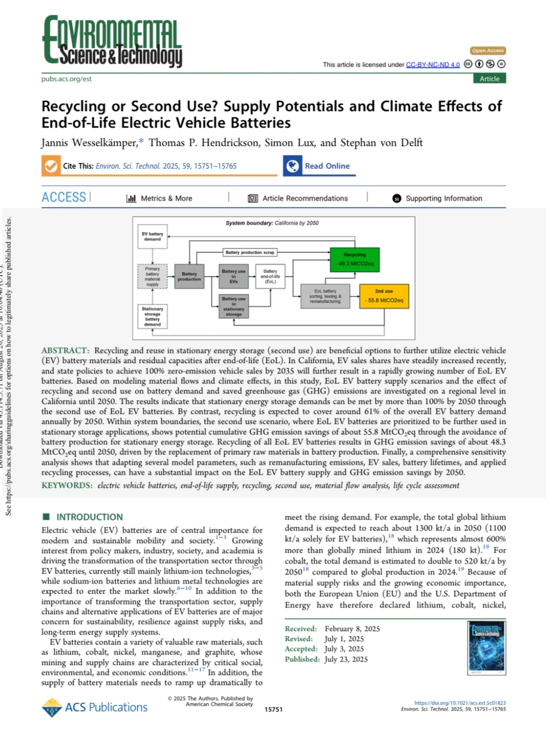 电动汽车电池二次利用与回收的减排效应