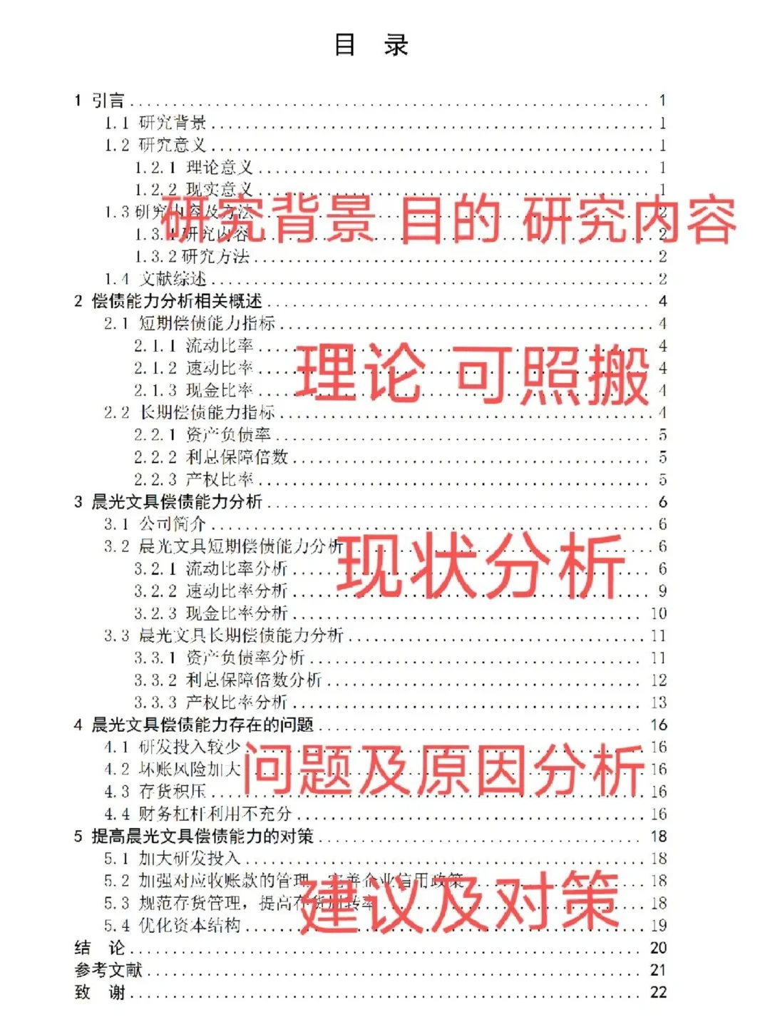 姐妹们，偿债能力论文照着框架写就行啦！