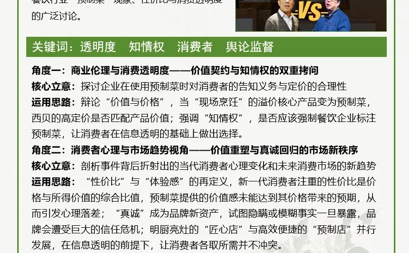 素材积累|西贝预制菜风波的全民辩论?