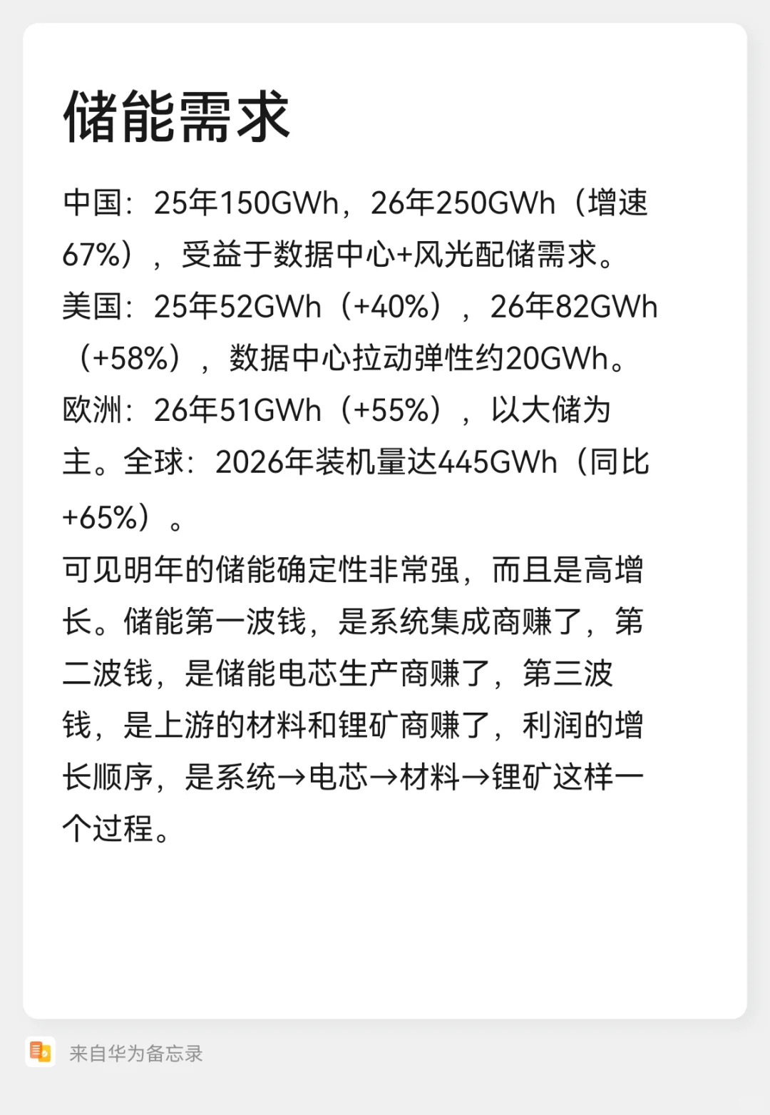 26年储能需求预测