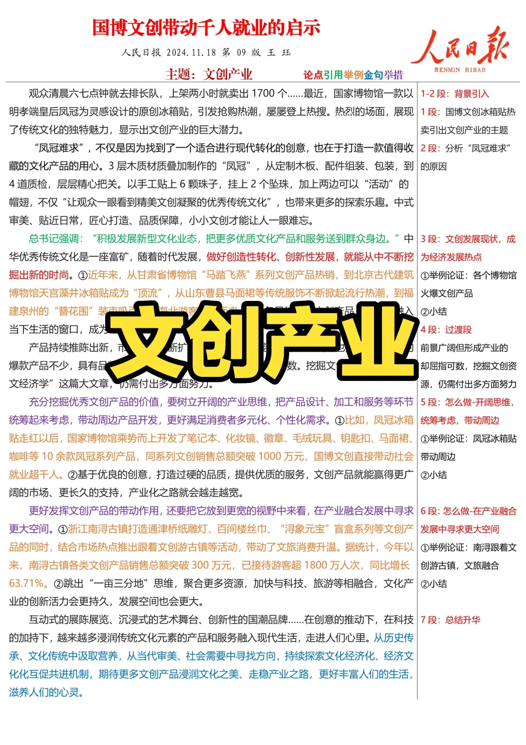 每日读报Day24: 文创产业