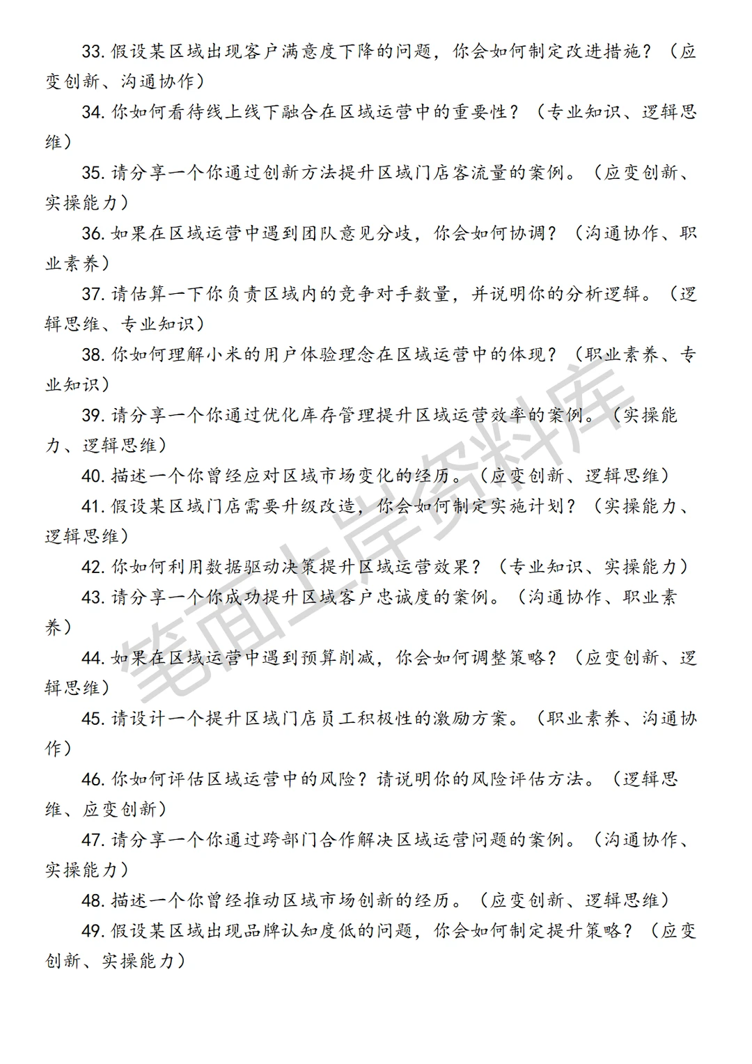 小米区域运营主管