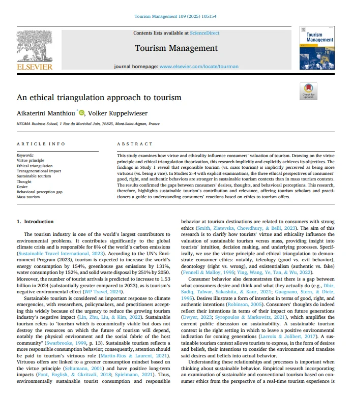 Tourism Management 2025最新文章