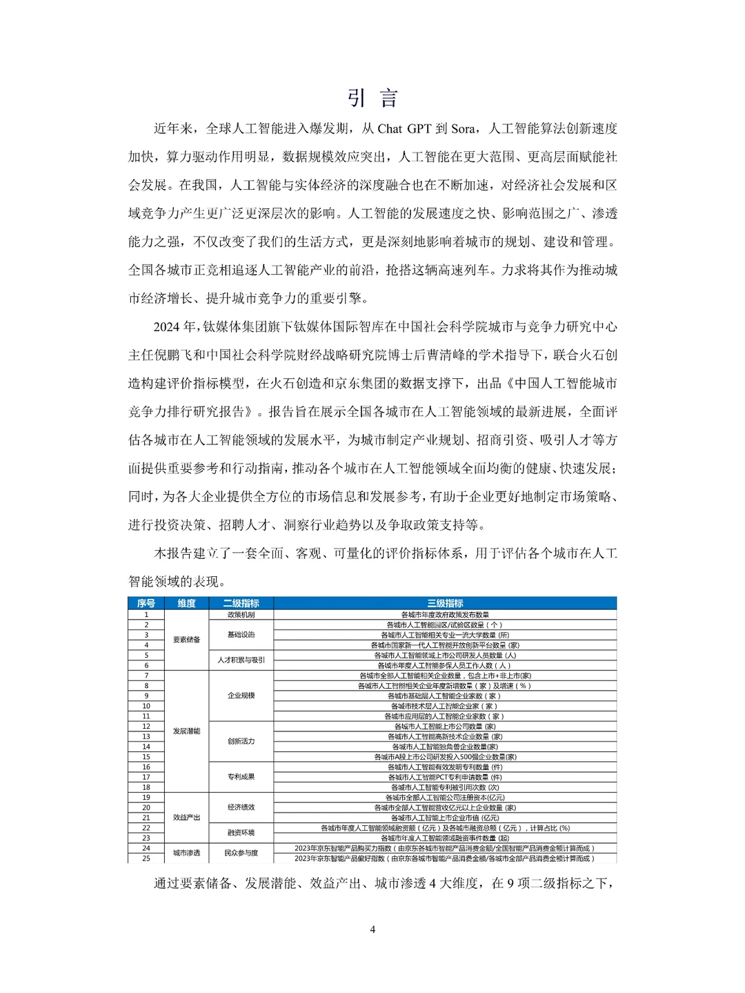2024中国人工智能城市竞争力排行研究报告