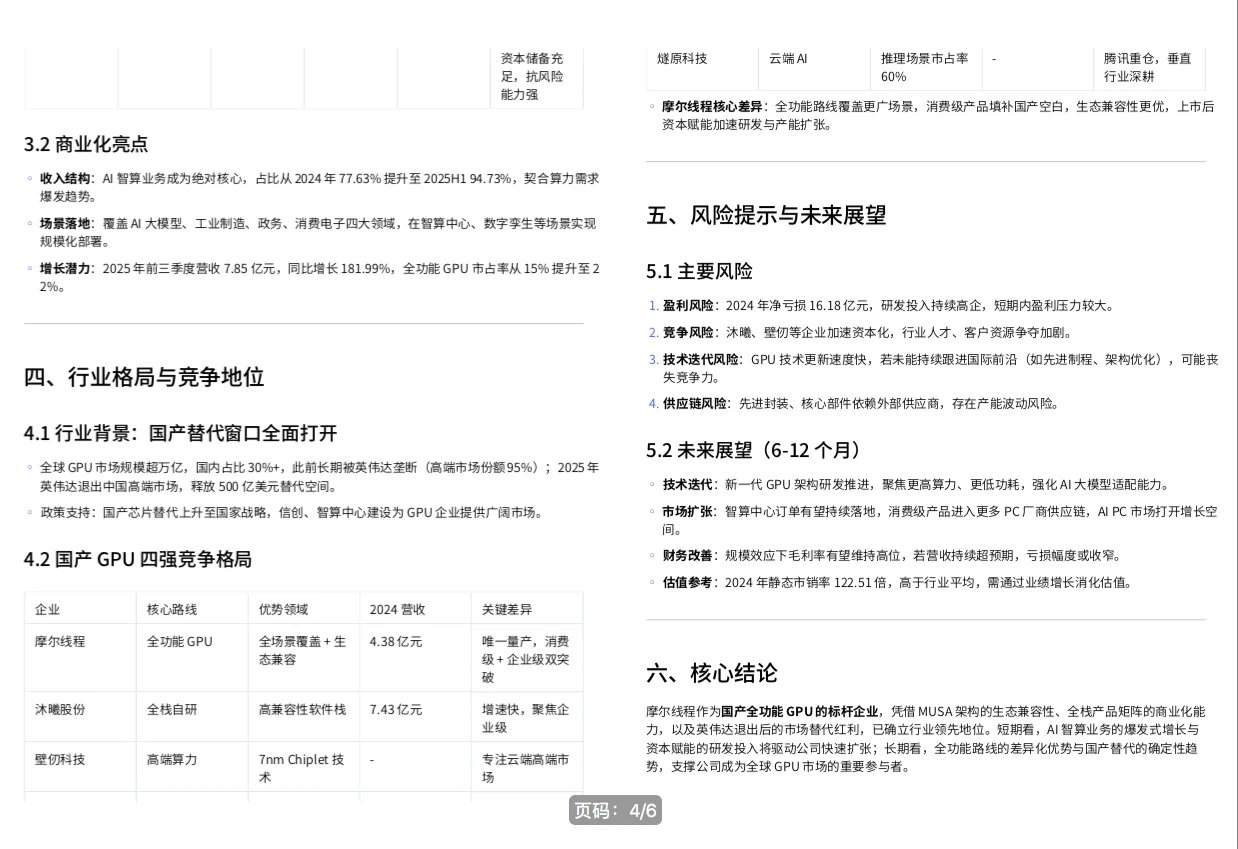 摩尔线程深度研究报告