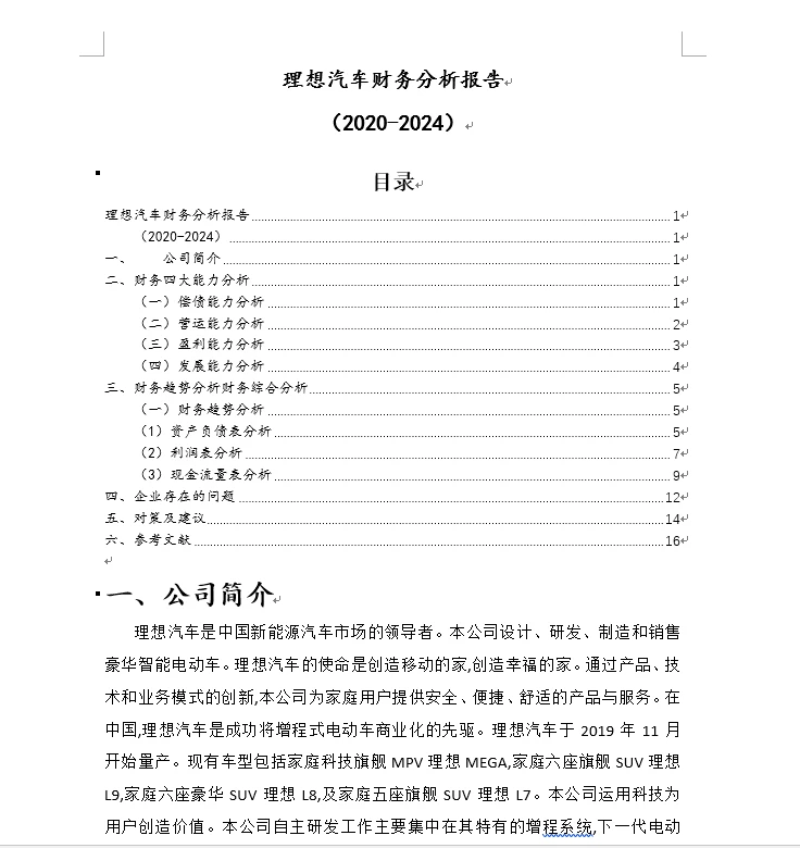 2020-2024理想汽车财务分析报告