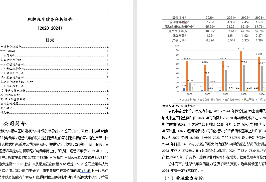 2020-2024理想汽车财务分析报告