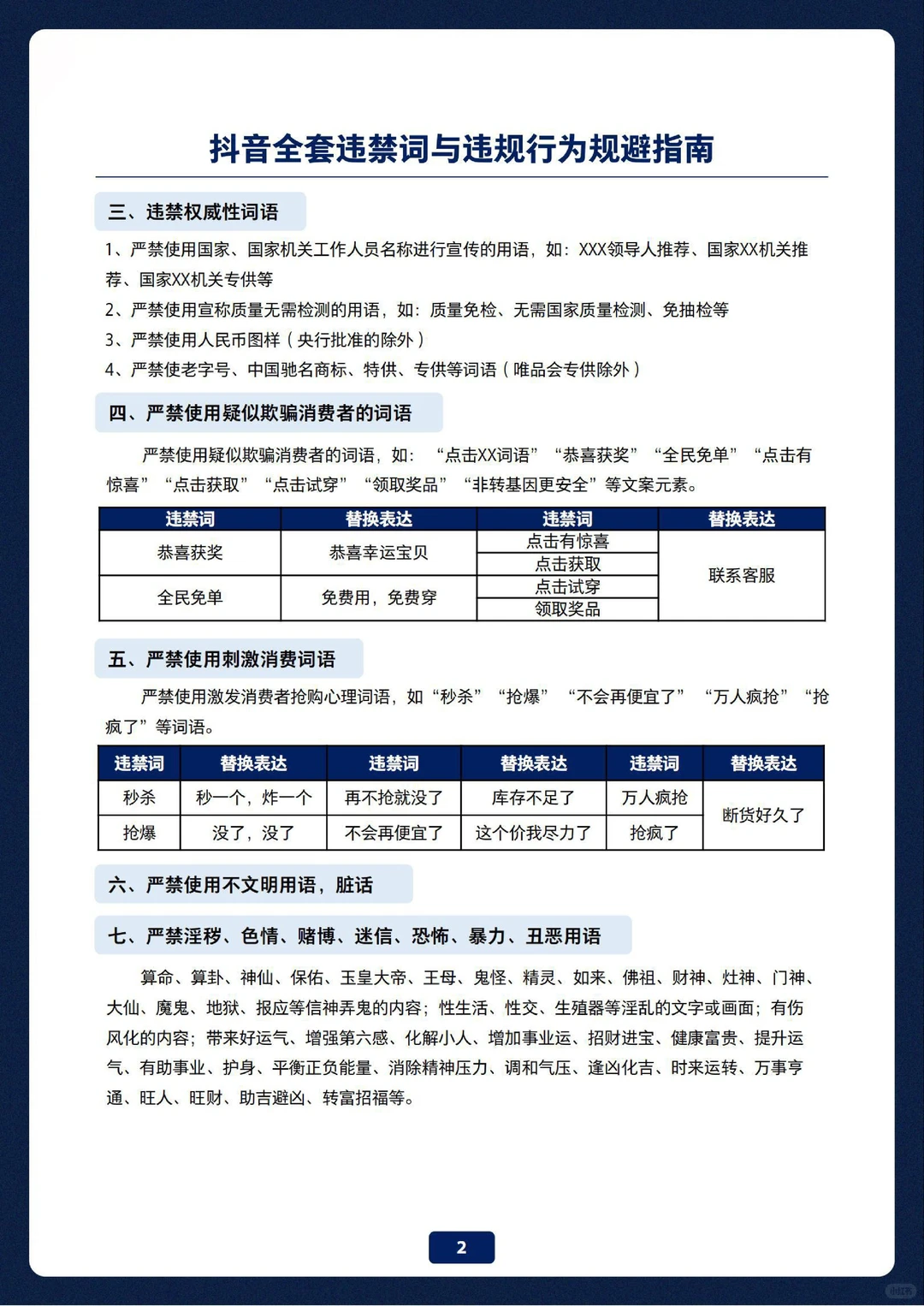 抖音全套违禁词与违规行为规避指南