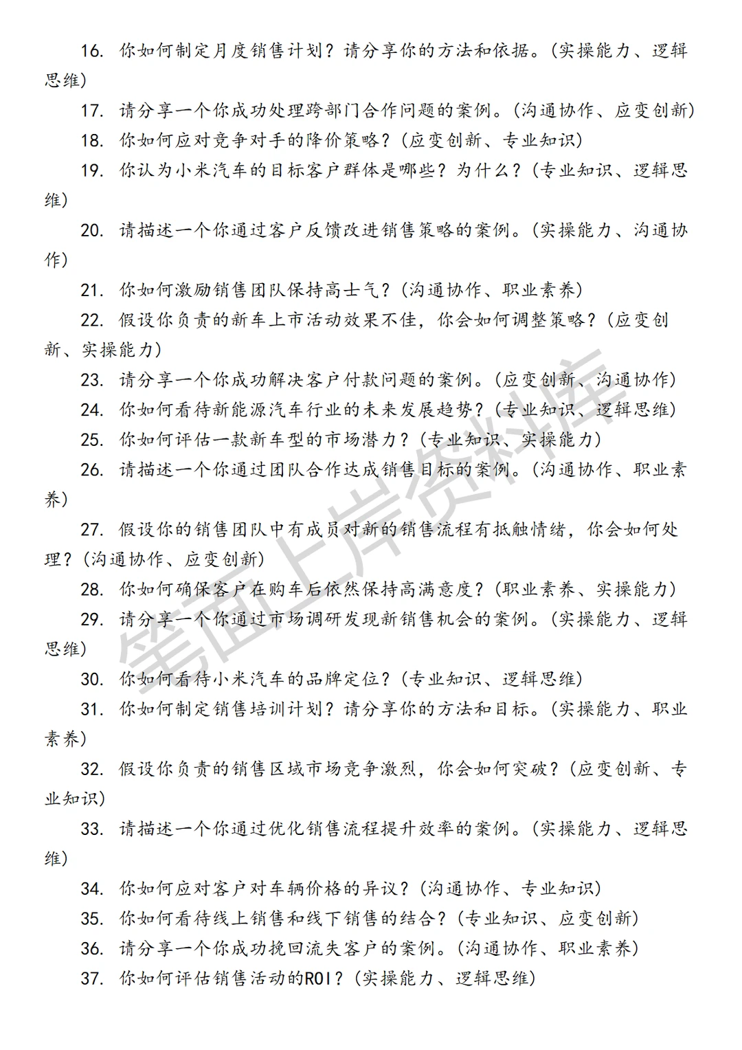 汽车小米汽车销售主管