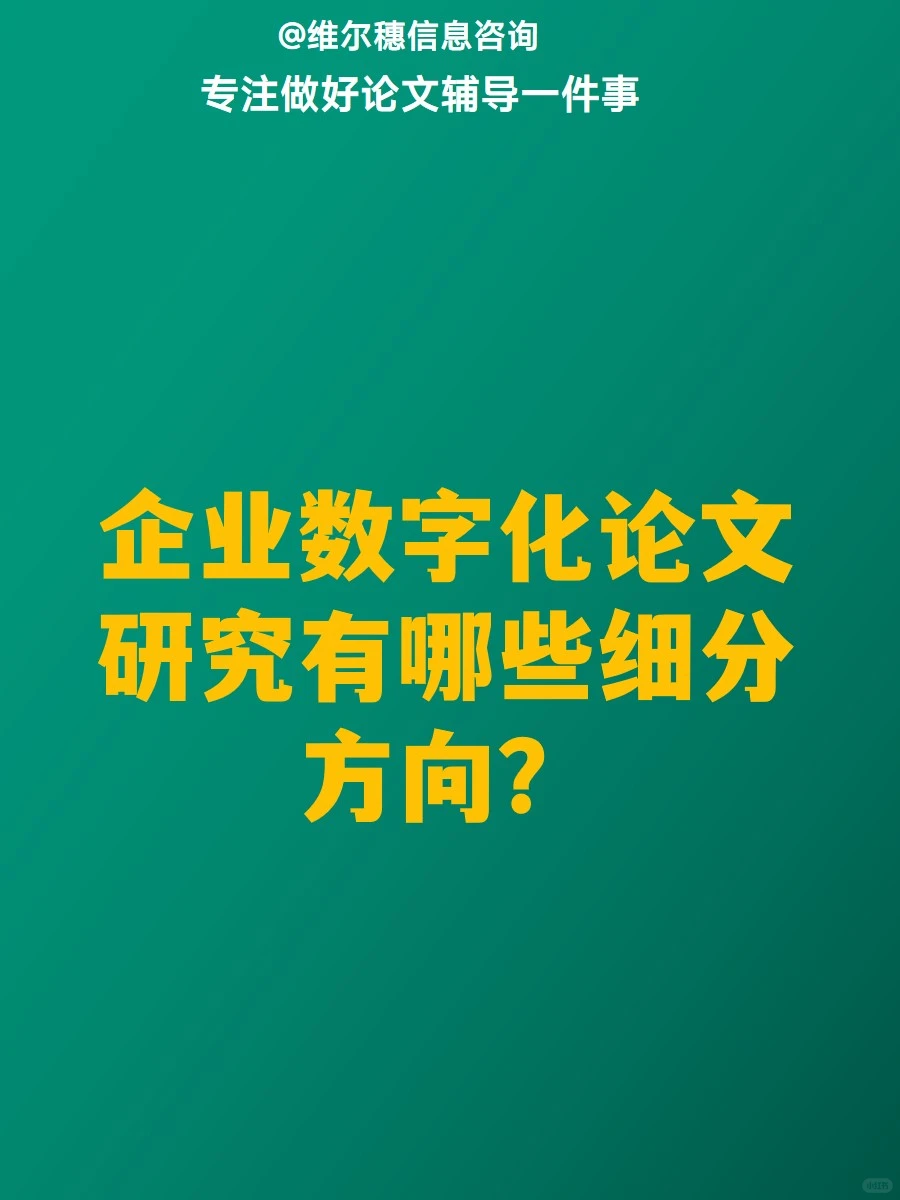 企业数字化研究有哪些细分方向？