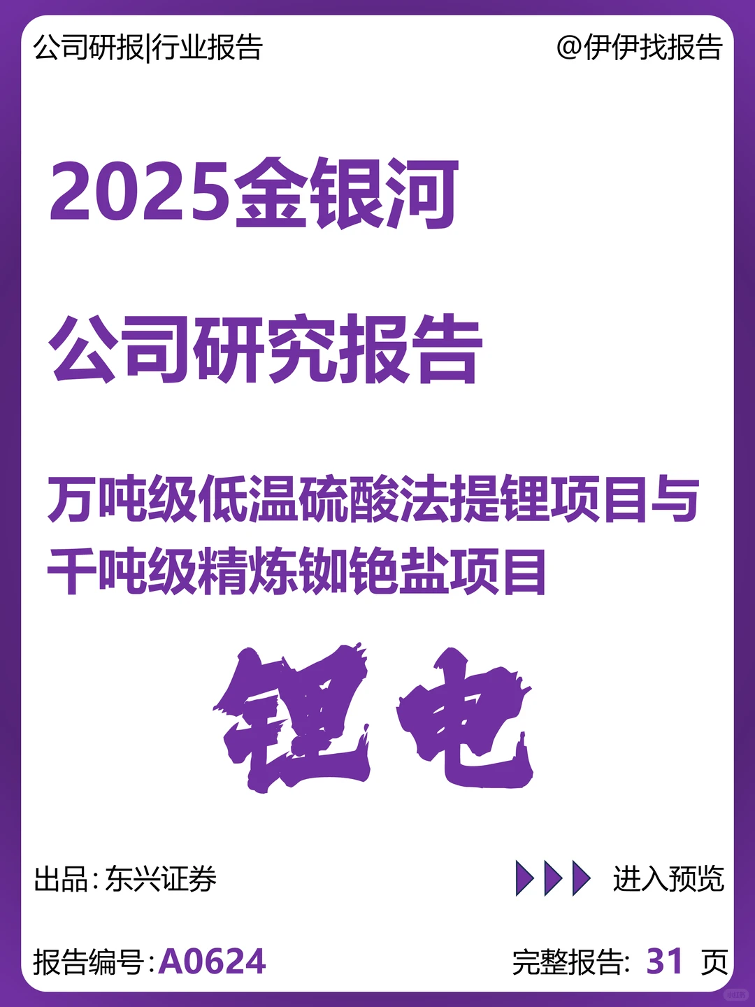金银河公司研究报告-提锂及精炼铷铯盐项目