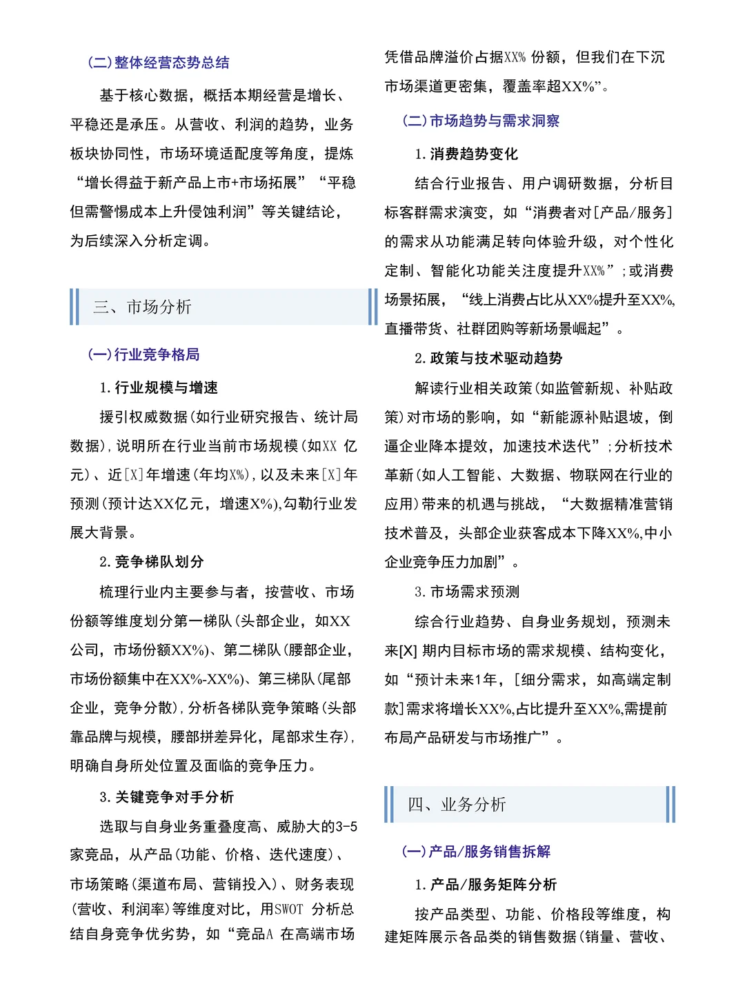 经营分析报告框架来啦?