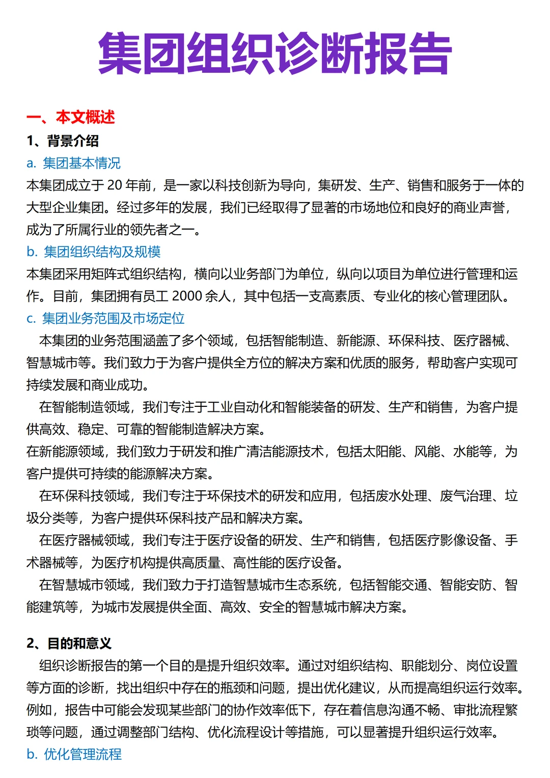 集团组织诊断报告