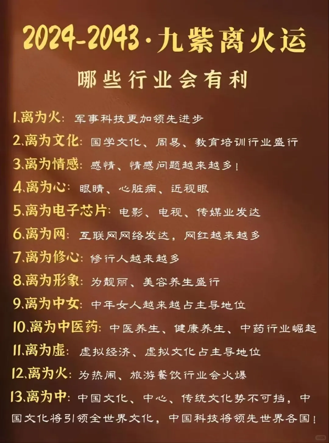 2024-2043年九紫离火运，哪些行业有利？