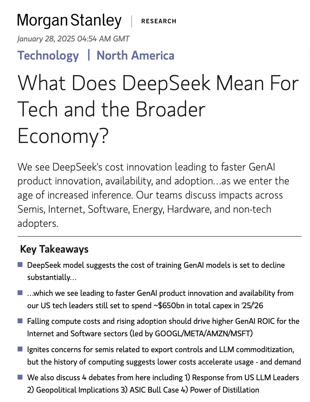 大摩DeepSeek研报啃起