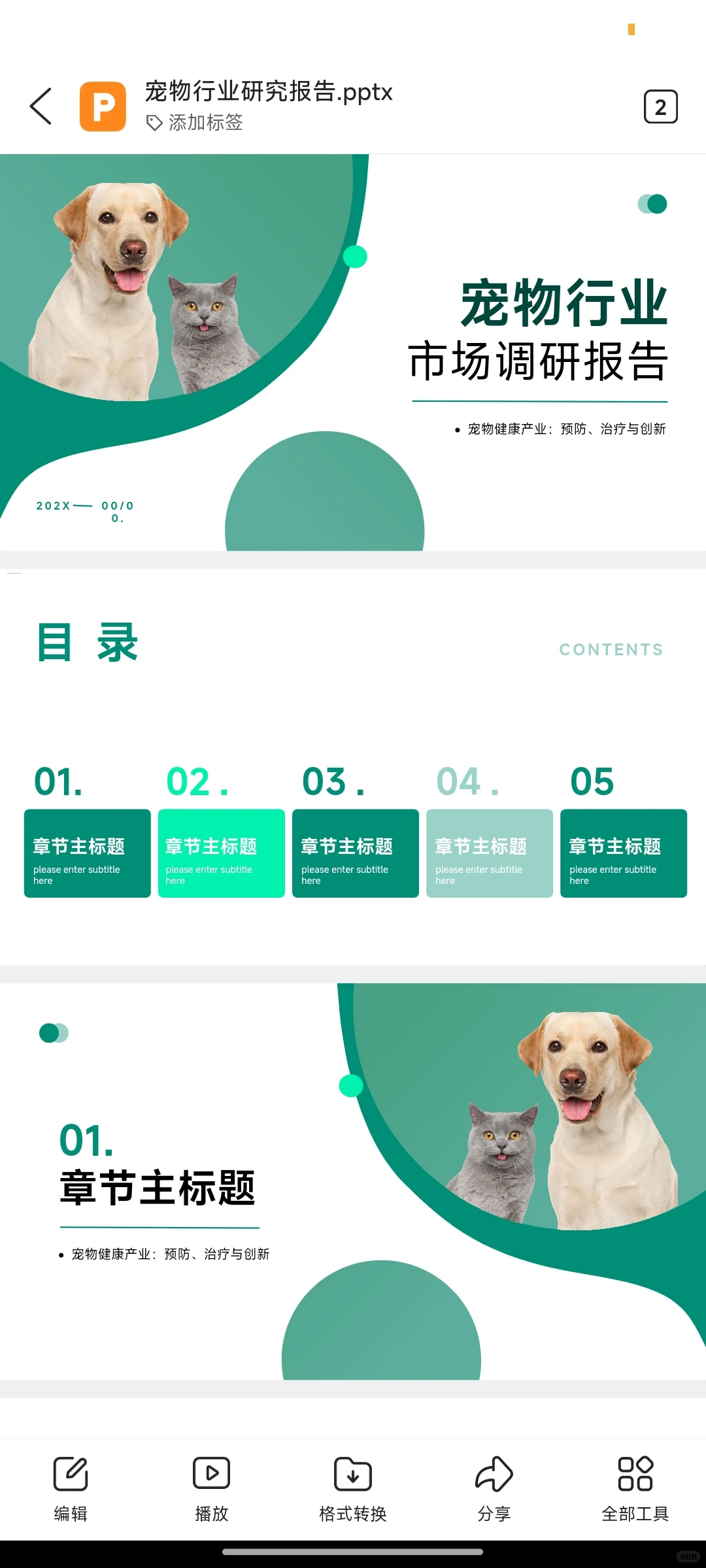 《宠物行业市场调研报告》PPT模板免费下载