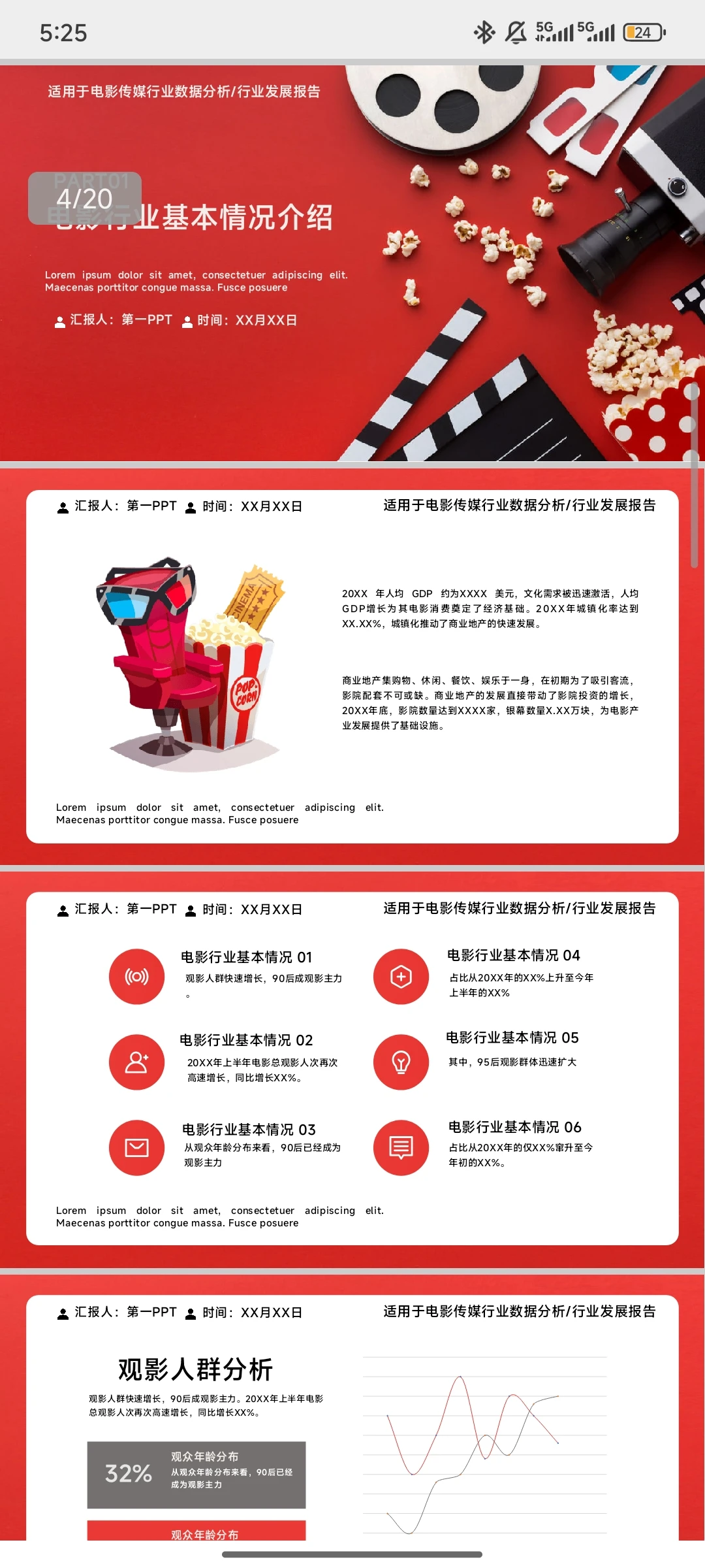 《电影行业发展分析报告》PPT模板免费下载