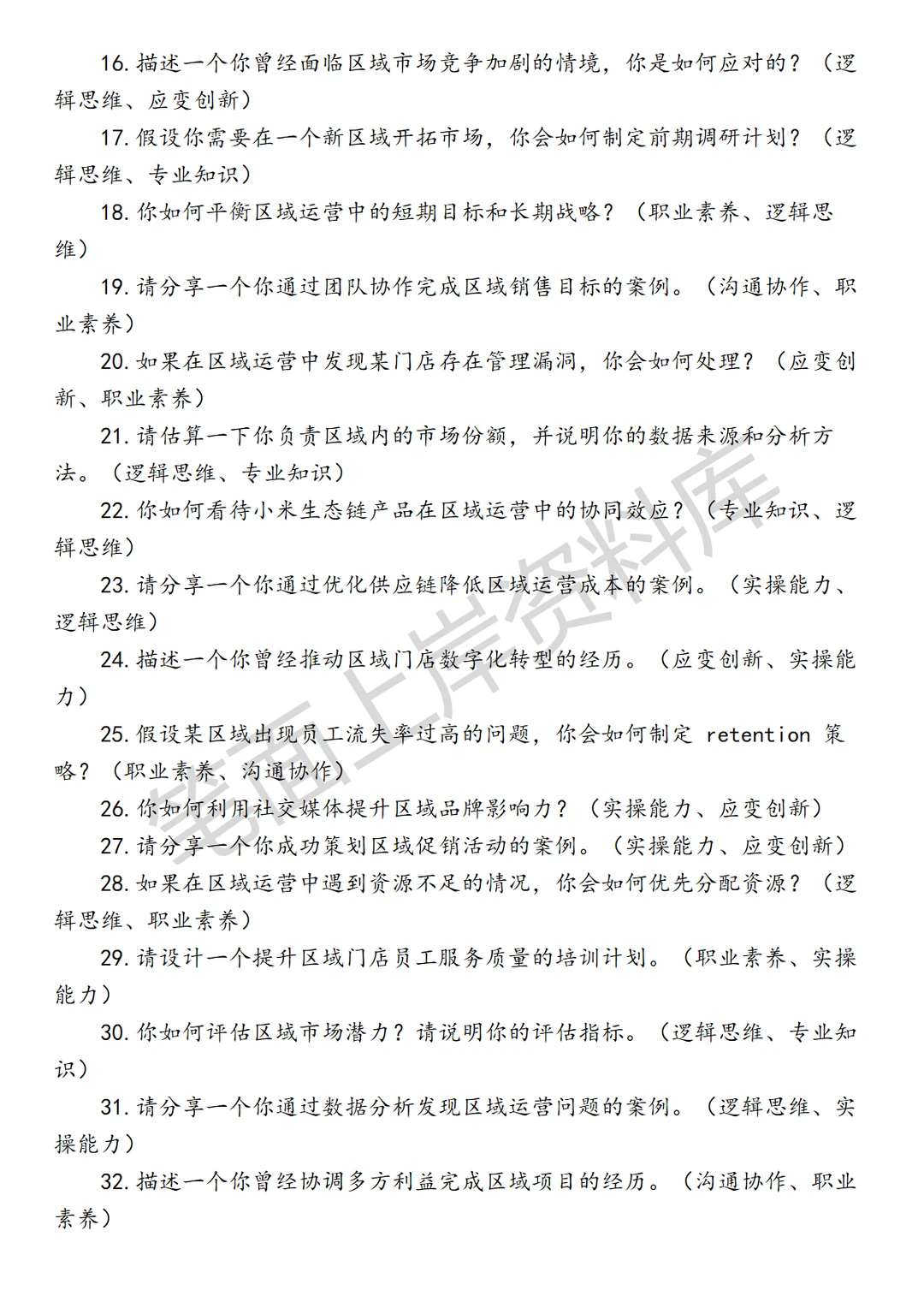 小米区域运营主管