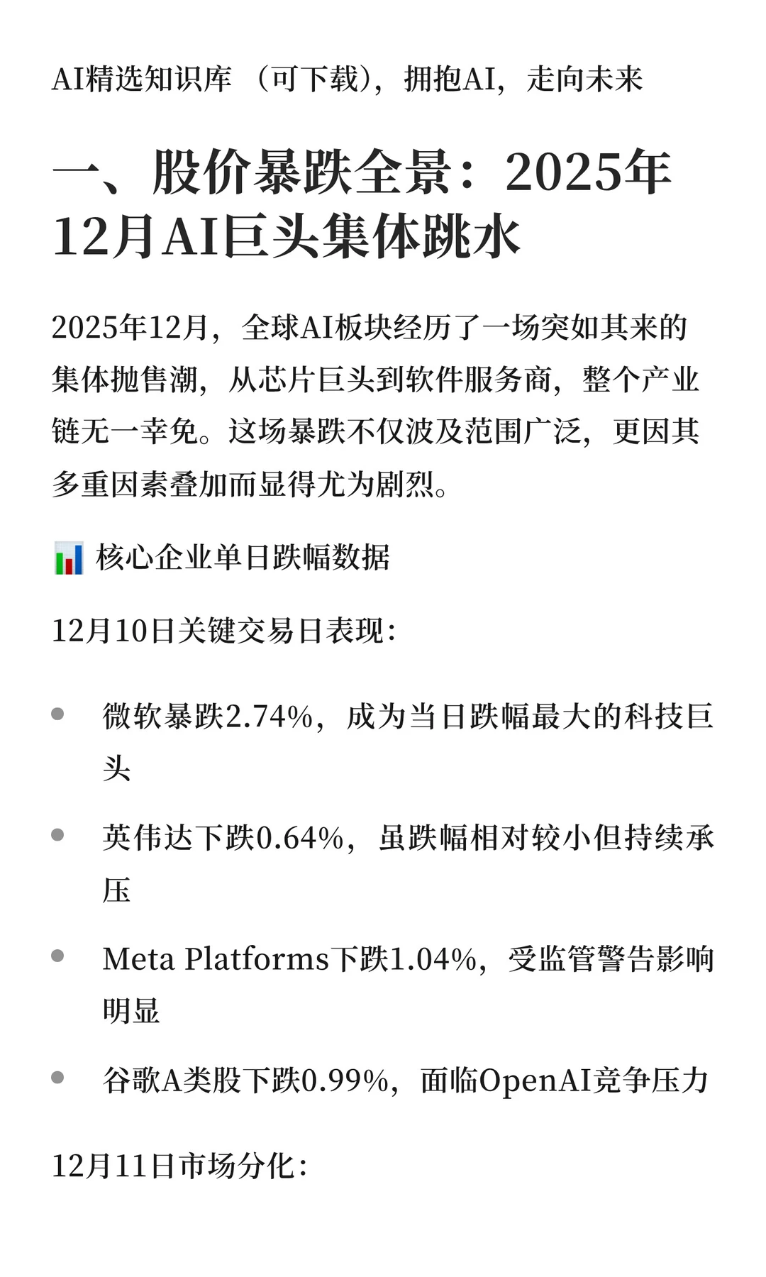 12月AI巨头集体跳水
