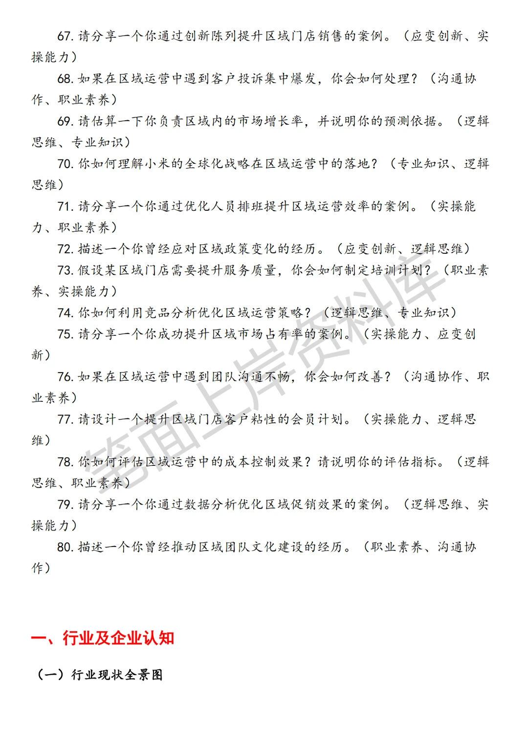 小米区域运营主管