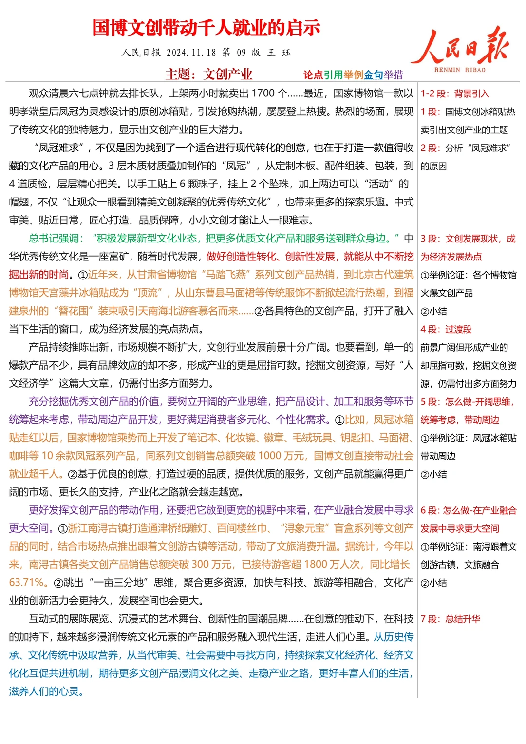 每日读报Day24: 文创产业