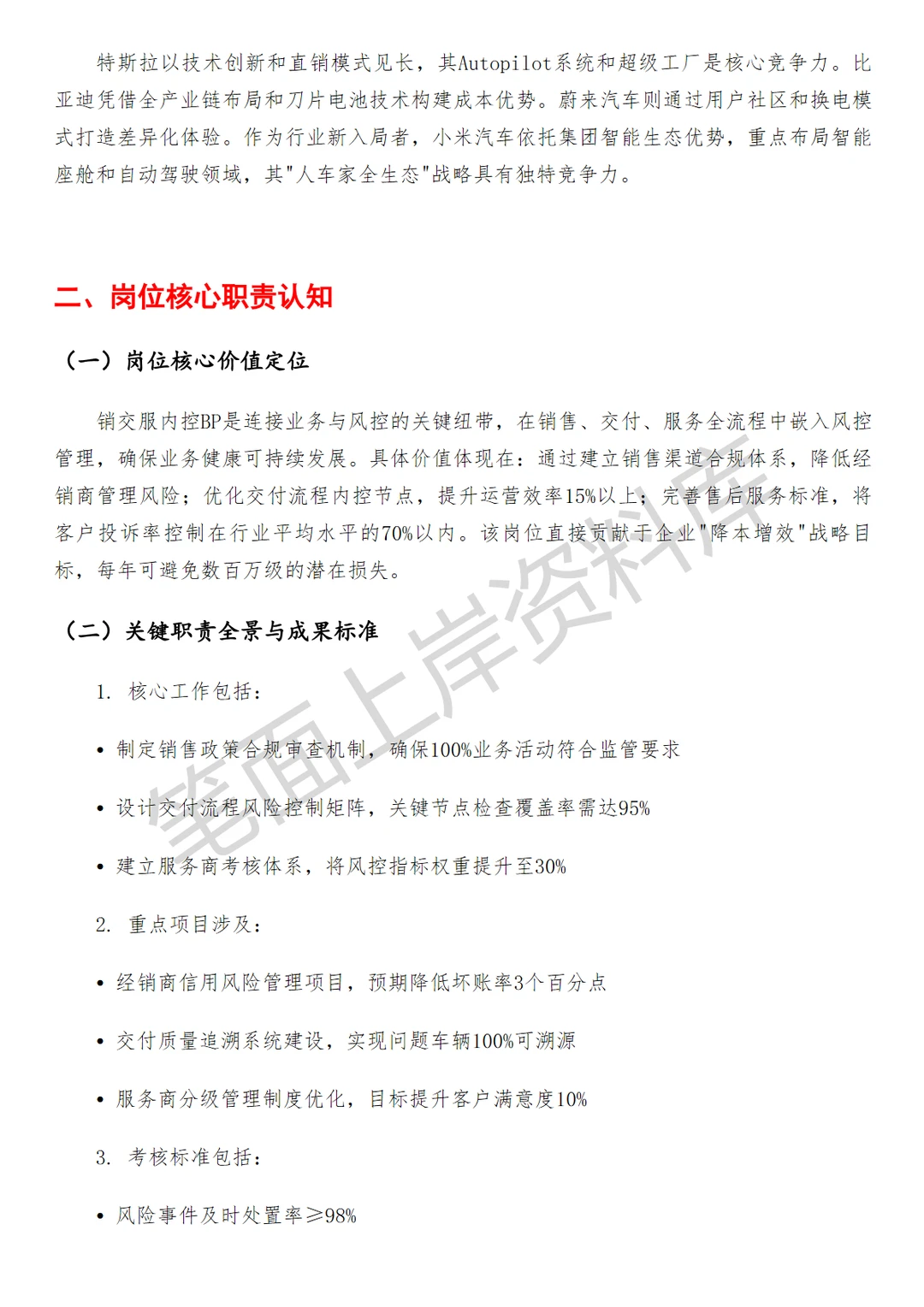 汽车小米汽车销交服内控BP