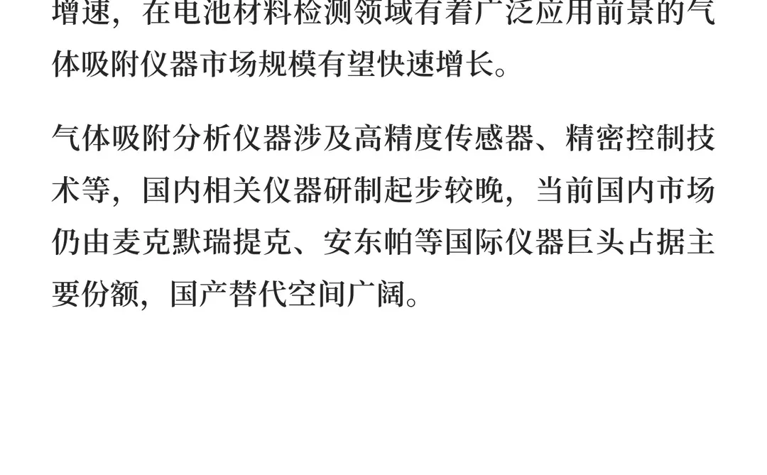 气体吸附分析仪器的发展情况与竞争格局